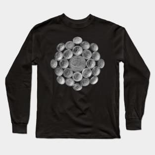 White USA Twenty Dollars Coin - Surrounded by other Coins Long Sleeve T-Shirt